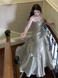 Simple Mermaid Sweetheart Neck Floor Length Gray Prom Dress