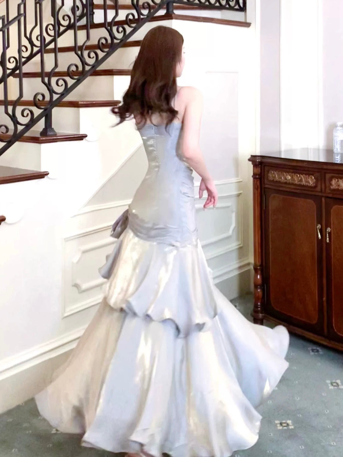 Simple Mermaid Sweetheart Neck Floor Length Gray Prom Dress