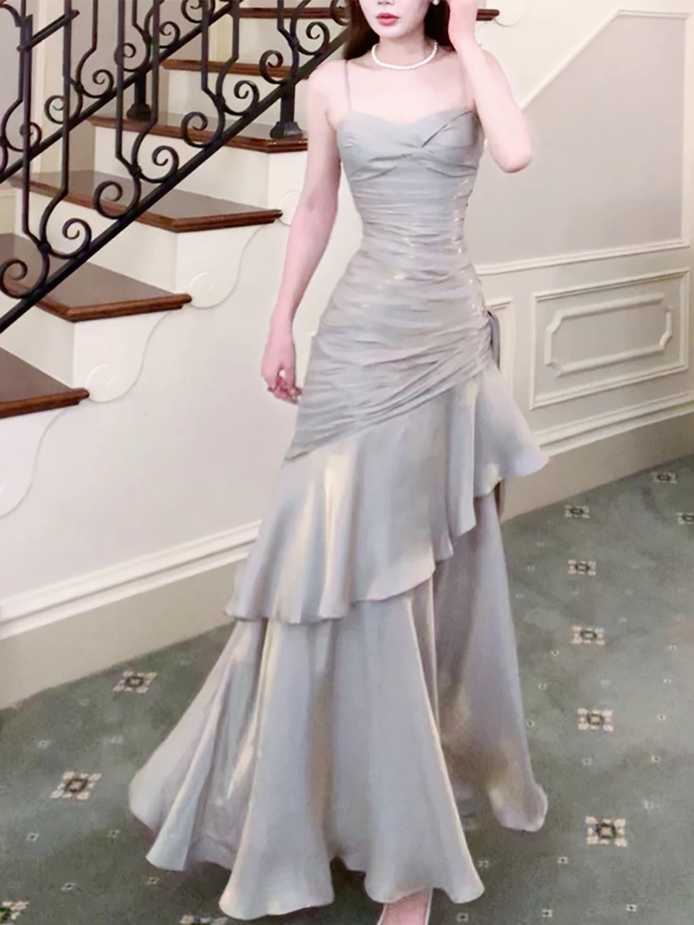 Simple Mermaid Sweetheart Neck Floor Length Gray Prom Dress