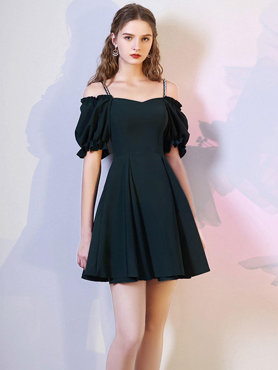 Simple Dark Green Short Prom Dress, Green Homecoming Dress