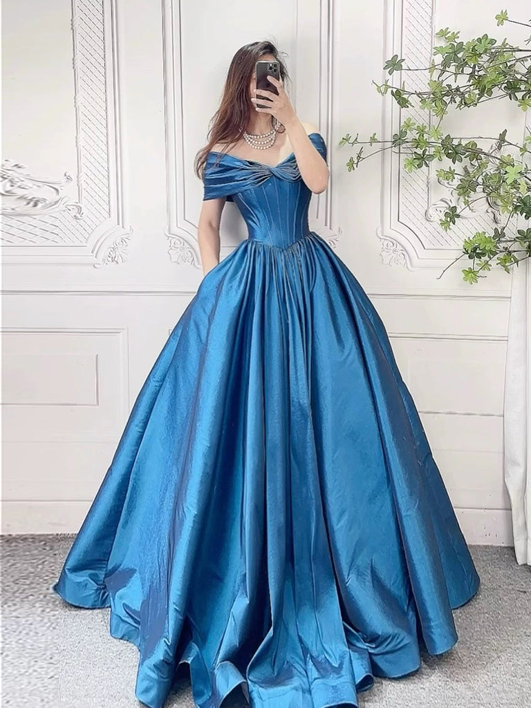 A-Line Off Shoulder Burgundy Long Prom Dress, Burgundy Long Formal Dress